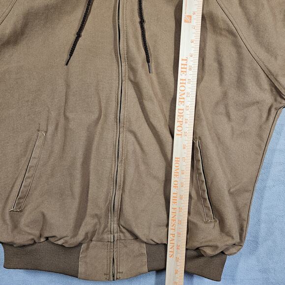 Vintage Red Kap Canvas Jacket Mens Large Hooded Full Zip Workwear Brown Tan Duck - Picture 13 of 13